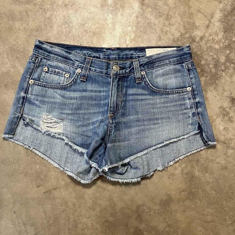 Rag & Bone Shorts Womens Sz 25 Blue The Cut-Off in Chesapeake Cotton